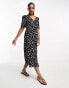 Фото #4 товара Monki wrap midi dress in black and white spots