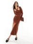 Фото #1 товара Scalpers square knit dress in terracotta