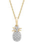 ფოტო #1 პროდუქტის Diamond Pineapple 18" Pendant Necklace (1/10 ct. t.w.) in 10k Gold