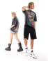 ASOS DESIGN unisex oversized band tee in washed black with Guns N Roses skull graphic prints