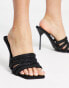 Topshop Wide Fit summer embellished heeled mules in black Черный, 39 - фото #4