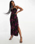 Фото #4 товара Miss Selfridge mesh maxi cami slip dress with lace detail in blurred abstract print