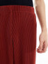 ASOS DESIGN wide plisse suit trousers in red