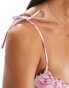 Monki mix and match soft satin bra in pink bow print