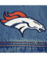 ფოტო #2 პროდუქტის Men's Denim Denver Broncos Hooded Full-Button Denim Jacket