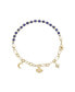 Cubic Zirconia Evil Eye, Moon and Star Bead Chain Bracelet