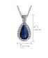 Фото #5 товара Bling Jewelry classic Bridal Jewelry Pear Shape Solitaire Teardrop Halo AAA 15CT CZ Simulated Blue Sapphire Pendant Necklace For Women Prom Bridesmaid Wedding Rhodium Plated