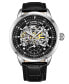 Men's Legacy Black Leather, Black Dial, 44mm Round Watch