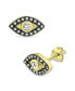 ფოტო #2 პროდუქტის Cubic Zirconia with Black Rhodium Evil Eye Stud Earrings, 18K Gold over Silver