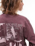 Topshop graphic archive long sleeve skater tee in plum