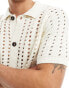 Фото #2 товара ASOS DESIGN knitted pointelle polo in white