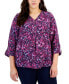 Фото #1 товара Plus Size Sea Of Petals Utility Top, Created for Macy's