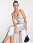 Фото #8 товара Topshop metallic maxi slip dress in silver