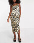 Фото #1 товара Heartbreak satin midi skirt with side split in leopard print