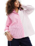 Фото #7 товара Vero Moda oversized cotton shirt in irregular pink stripe