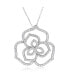 ფოტო #1 პროდუქტის Suzy Levian Sterling Silver Cubic Zirconia Open Wild Flower Pendant Necklace