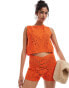 Mango crochet co-ord shorts in orange