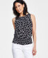 Фото #1 товара Women's Printed Sleeveless Smocked Tank Top, Created for Macy's