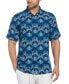 Men's Short Sleeve Geometric Botanical Print Button-Front Shirt
