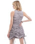 Amy Lynn Erin adjustable ruffle bow tie mini dress in grey