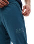 Armani EA7 logo nylon cuffed joggers in mid blue co-ord