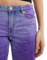 Фото #10 товара Monki Imoo low waisted wide fit jeans in rainbow colour wash