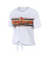 Фото #2 товара Women's White Texas Longhorns Striped Front Knot Cropped T-shirt