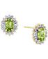 ფოტო #1 პროდუქტის Peridot (1-1/10 ct. t.w.) & Diamond (1/4 ct. t.w.) Halo Stud Earrings in 10k Gold