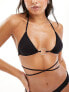 Bershka tie detail bikini top co-ord in black M - фото #1