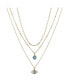 ფოტო #2 პროდუქტის Silver Plated 3-Pieces Turquoise Crystal Evil Eye Layered Pendant Necklace Set