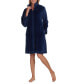 Women's Solid Long-Sleeve Short Zip Fleece Robe