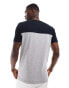 French Connection block piping t-shirt in navy & light grey melange