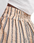 ASOS DESIGN seersucker tie waist wide leg trouser in natural stripe