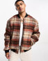 ASOS DESIGN reversible oversized bomber jacket in red check