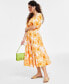 Women's Floral-Print Cotton Midi Dress, Created for Macy's Maya Garden Mango, M - фото #3