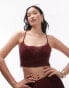 Topshop co-ord plisse cowl cropped cami in maroon