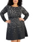 Фото #4 товара Plus Size Patterned Long-Sleeve Sweater Dress