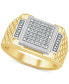 Фото #1 товара Men's Diamond Cluster Ring (1/10 ct. t.w.) in Sterling Sliver & 18k Gold-Plate