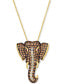 ფოტო #1 პროდუქტის Diamond (1-5/8 ct. t.w.) & Passion Ruby Accent Elephant Adjustable 20" Pendant Necklace in 14k Gold