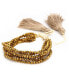 Gold-Tone Bead Multi Strand Bracelet Adjustable Tassel Ends Bracelet