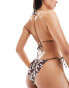 Фото #3 товара & Other Stories floral print tie waist bikini bottom in brown