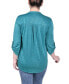 ფოტო #2 პროდუქტის Petite 3/4 Sleeve Roll Tab Y Neck Top