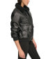 Фото #3 товара Women's Faux-Fur-Collar Faux-Leather Bomber Coat