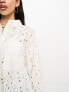 Фото #4 товара ASOS DESIGN relaxed broderie shirt with dipped hem in white