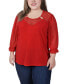 Фото #1 товара Plus Size 3/4 Sleeve Ringed Top with Mesh