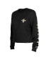ფოტო #3 პროდუქტის Women's Black New Orleans Saints Thermal Crop Long Sleeve T-shirt