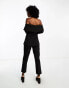 Extro & Vert high waisted tailored trousers in black co-ord Черный, DE 36 - фото #2