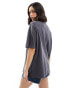 Фото #3 товара Miss Selfridge lace embroidered oversized t-shirt in charcoal acid wash