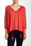 Фото #1 товара Max Studio 164170 Women's Peasant Tomato Blouse Top Size Small