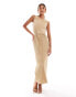 Фото #1 товара River Island plisse column midi dress in gold